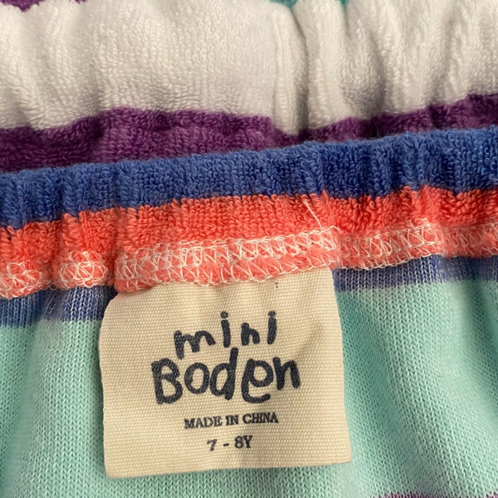 Mini Boden Rainbow Striped Terry Romper - Picture 5 of 5